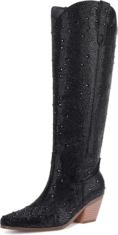 Cowgirl Ankle Boots Cowboy Boots for Women Western Booties Rhinestone Chunky Heel Fashion Comfort... | Amazon (US)