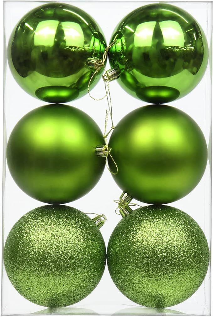 3.94" Large Christmas Balls Shatterproof Green Balls Ornaments 6 Pcs Big Christmas Ornaments Ball... | Amazon (US)