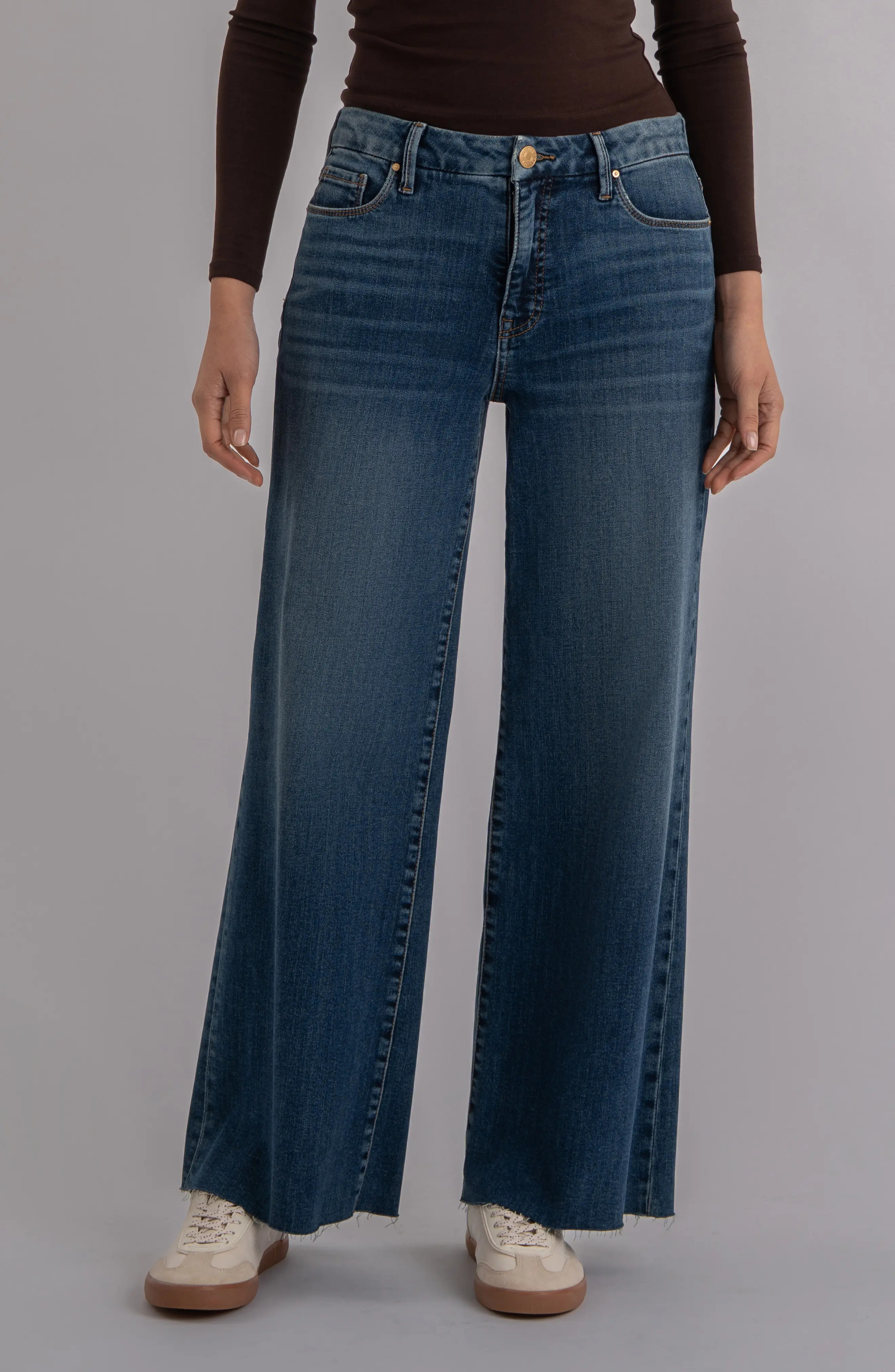 KUT from the Kloth Meg Raw Hem High Waist Wide Leg Jeans (Women) | Nordstrom | Nordstrom