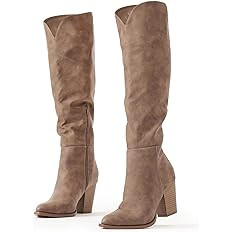 Putu Women's Knee High Boots High Heel Western Boots Pointed Toe Tall Boots | Amazon (US)
