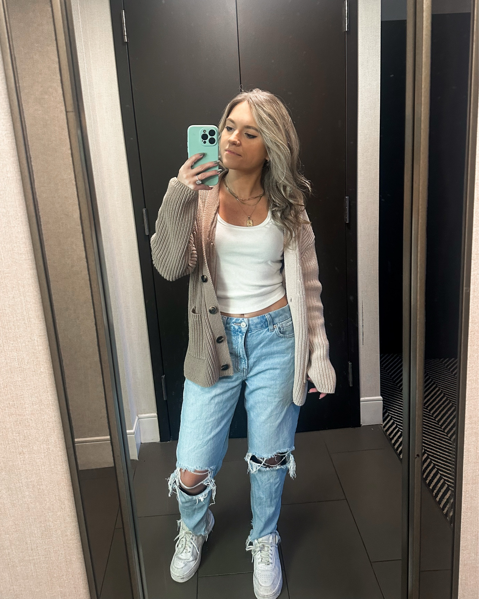 Casual outfit! Jeans are a size 2 and shirt is an XS, cardigan is thrifted

#LTKFindsUnder50 #LTKPetite #LTKSeasonal