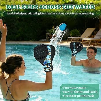 Water Baseball Glove & Ball Set, 2 Water Skip Balls with Neoprene Catch Mitts, Ambidextrous, Adju... | Amazon (US)