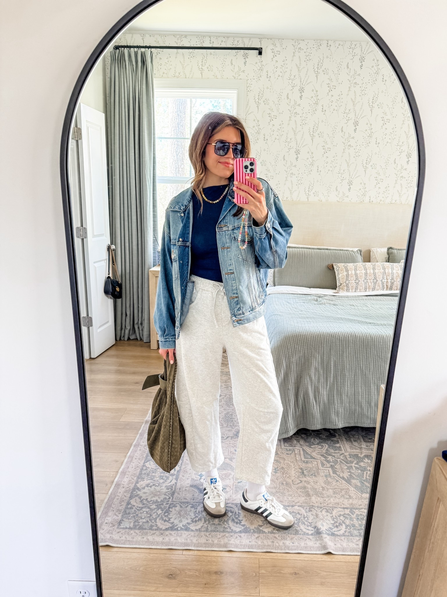 Outfit of the day. Barrel sweatpants in a size small. Levi’s denim jacket in a small. I’m 5’7”. 

#LTKOver40 #LTKootd #LTKTall