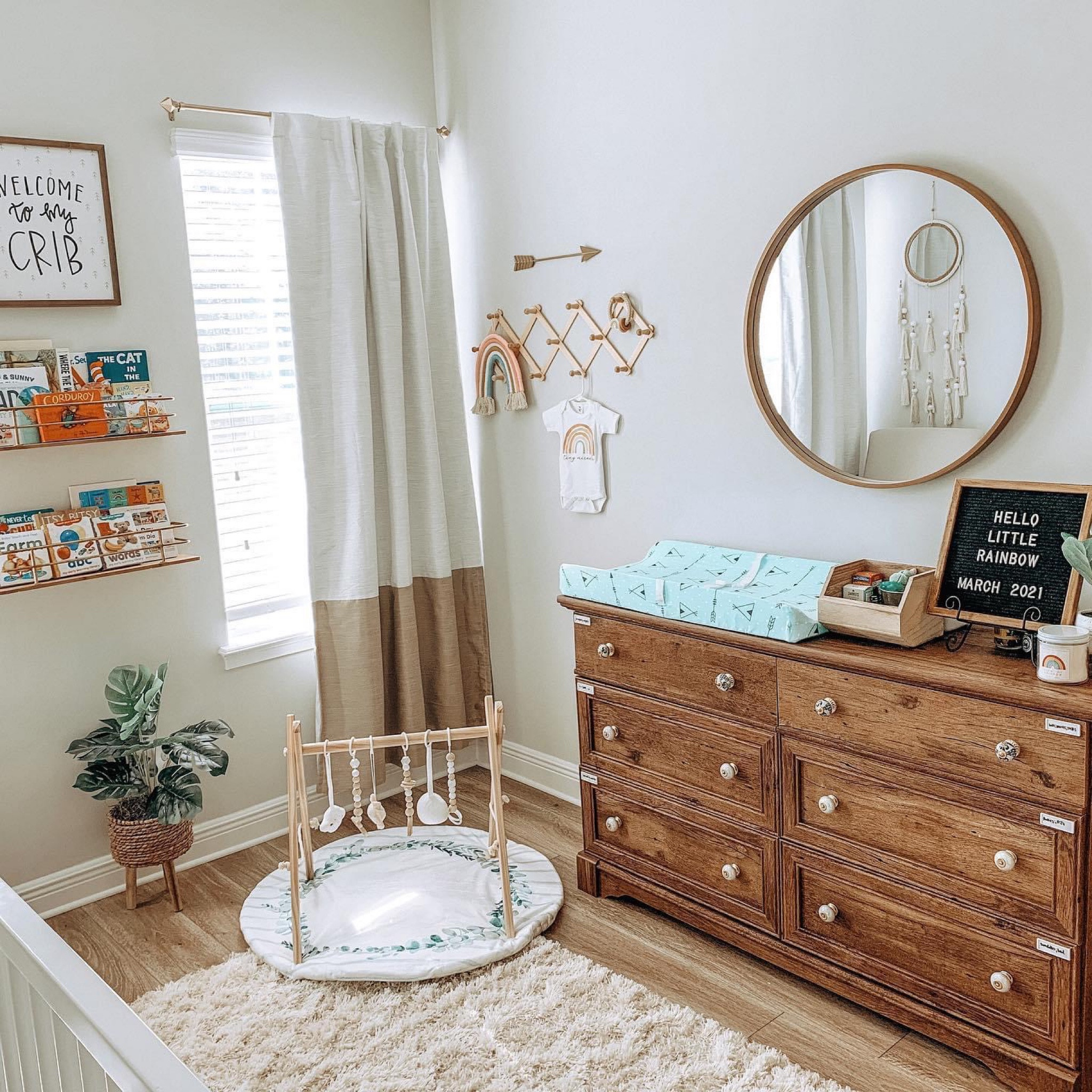 Boho-inspired nursery, The Large Round frame mirror from Target

#LTKFind #LTKbaby #LTKbump