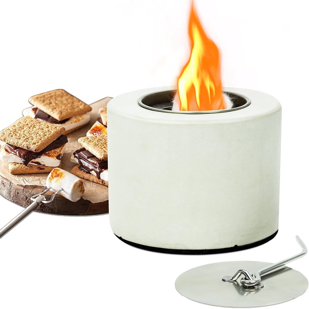 Concrete Tabletop Fire Pit Bowl, Outdoor/Indoor Mini Fire Pit for Table - Perfect for Bonfires, S... | Amazon (US)