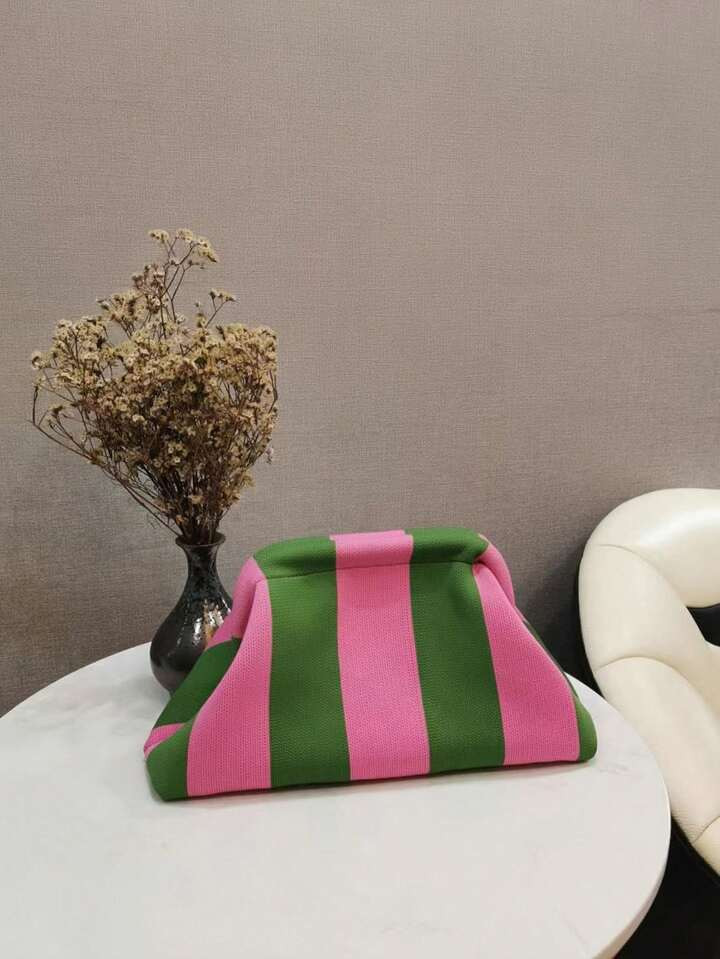 Women's Cloud Pattern Striped Clutch Bag, Large Capacity Handbag For Daily Work, Makeup, Casual &... | SHEIN