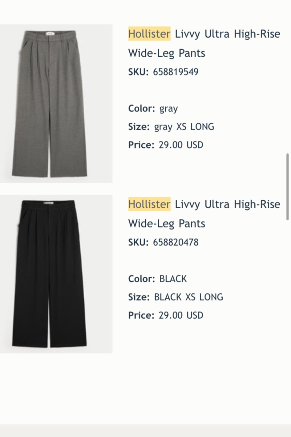 Hollister trousers I’m 120lbs 5’6 25 waist 

#LTKGiftGuide #LTKSeasonal #LTKU