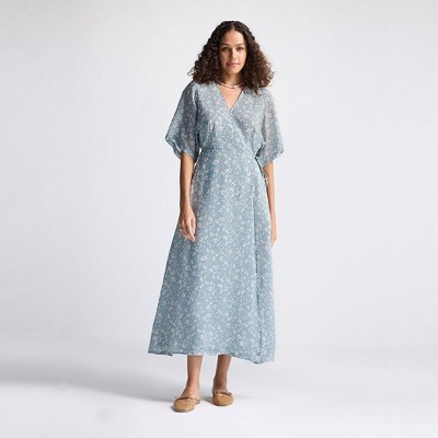 Reistor Women's Maxi Wrap Dress in Light Blue Florals, Floral Poetry, X-Small | Target