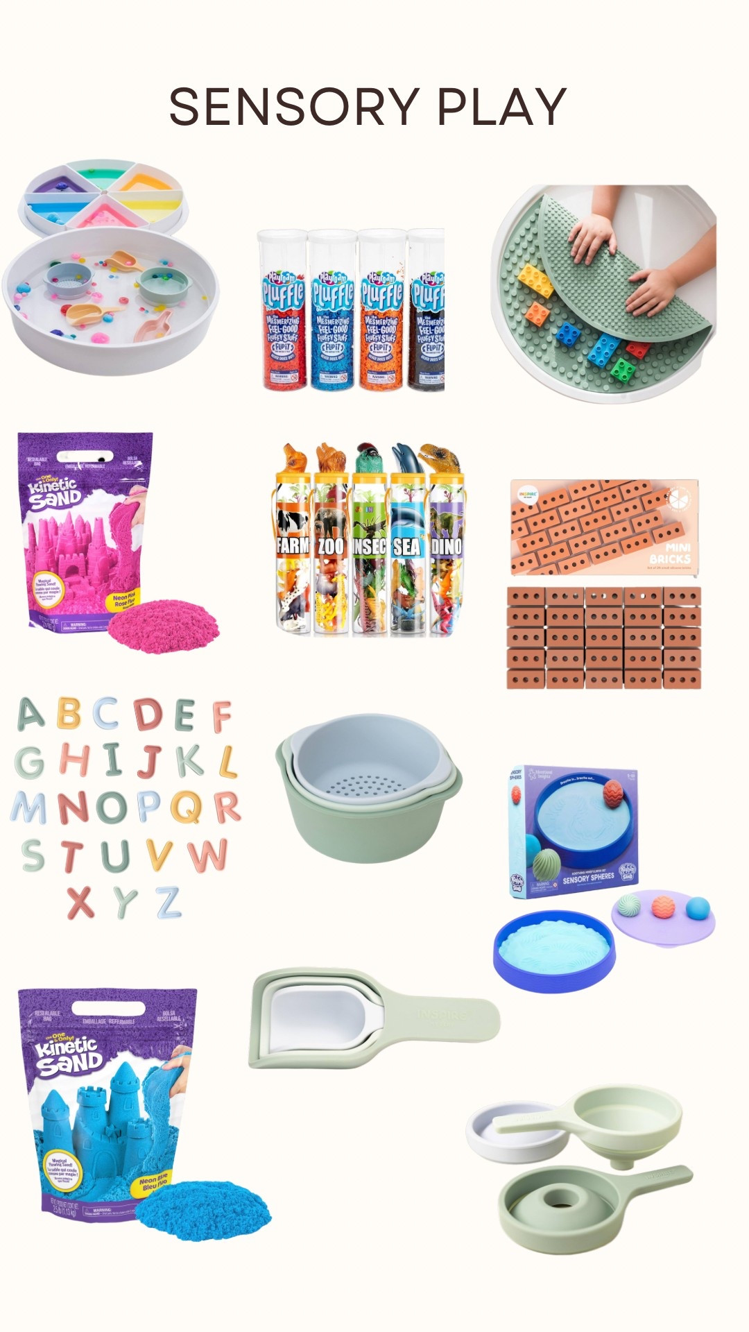 Sensory play!

#sensory #play #sensoryplay #foam #kineticsand #abcs #sensoryabc #toys #scoops #toddler #toddlertoys #toddlersensorybins #sensorytoys 
#LTKGiftGuide 

#LTKFindsUnder50 #LTKKids