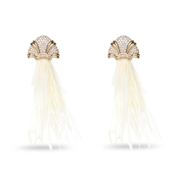 THE MET X LELE TOULOUSE LA TROUPE DE MADEMOISELLE EGLANTINE FEATHER EARRINGS | LELE SADOUGHI