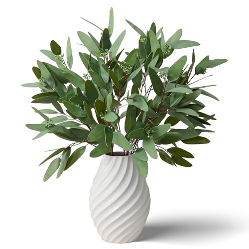 Ziwon Artificial Eucalyptus Stems, Real Touch Faux Greenery for Vase Decor, Realistic Fake Eucalyptus Branches，32 inches, 4 Packs | Amazon (US)