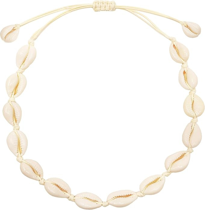CUSVUEVI Women's Natural Cowrie Shell Necklace, Handmade Shell Choker Adjustable Necklace Hawaii ... | Amazon (US)