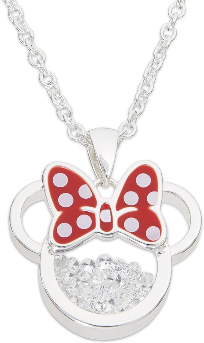Disney Birthstone Women and Girls Jewelry Minnie Mouse Silver Plated Shaker Pendant Necklace, 18+... | Amazon (US)