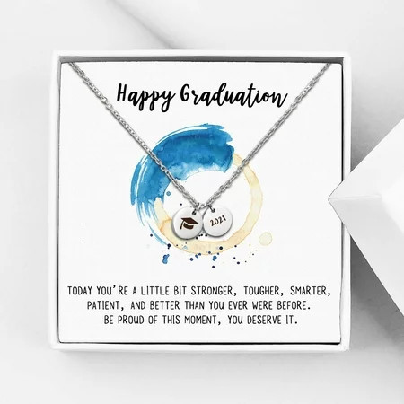Anavia Graduation Gift for Her - 2021 College Graduation Gifts for Friend - Stainless Steel Engraved Bachelor Cap Necklace - Happy Graduation Gift for Daughter | Walmart (US)