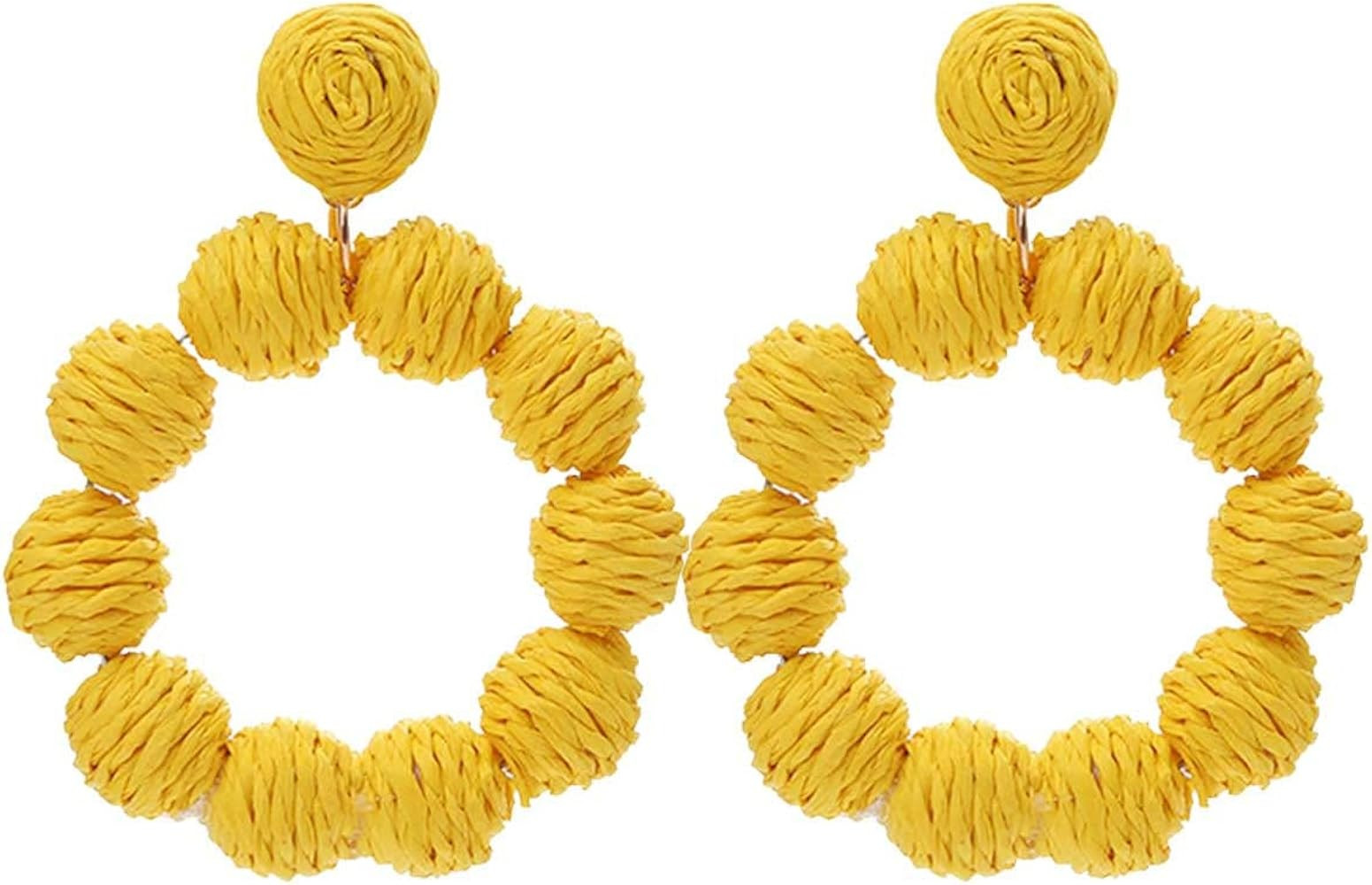 Rattan Earrings Rattan Ball Ring Pendant Earrings Women's Handmade Earrings Braided Large Earring... | Amazon (CA)