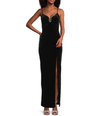 Pear Culture Velvet Embellished U-Notch Neck Dress | Dillard's | Dillard's