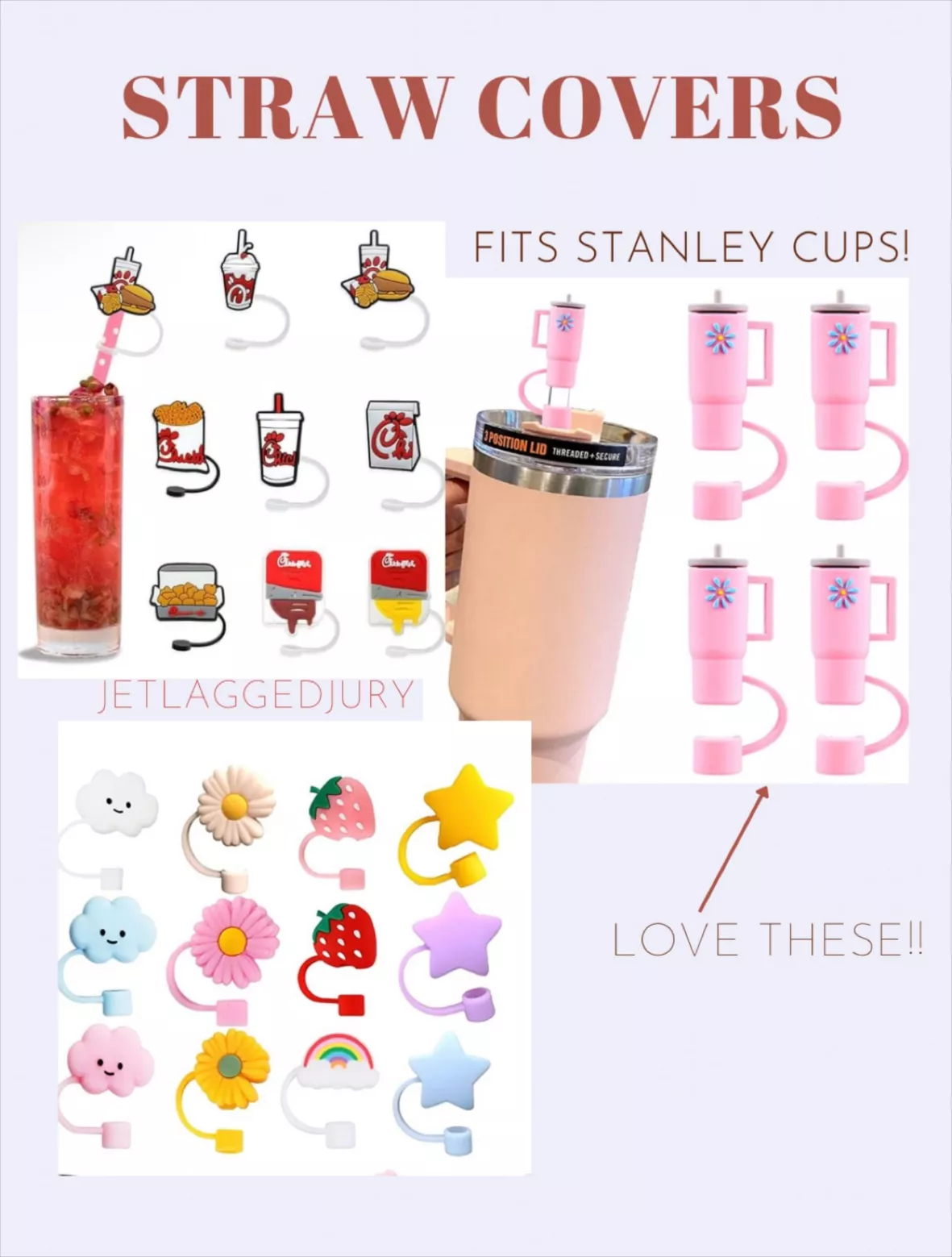 16Pcs Straw Covers Cap For Stanley Cup, Monkle Straw Topper