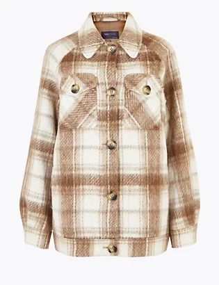 Checked Textured Shacket with Wool | Marks & Spencer (US)