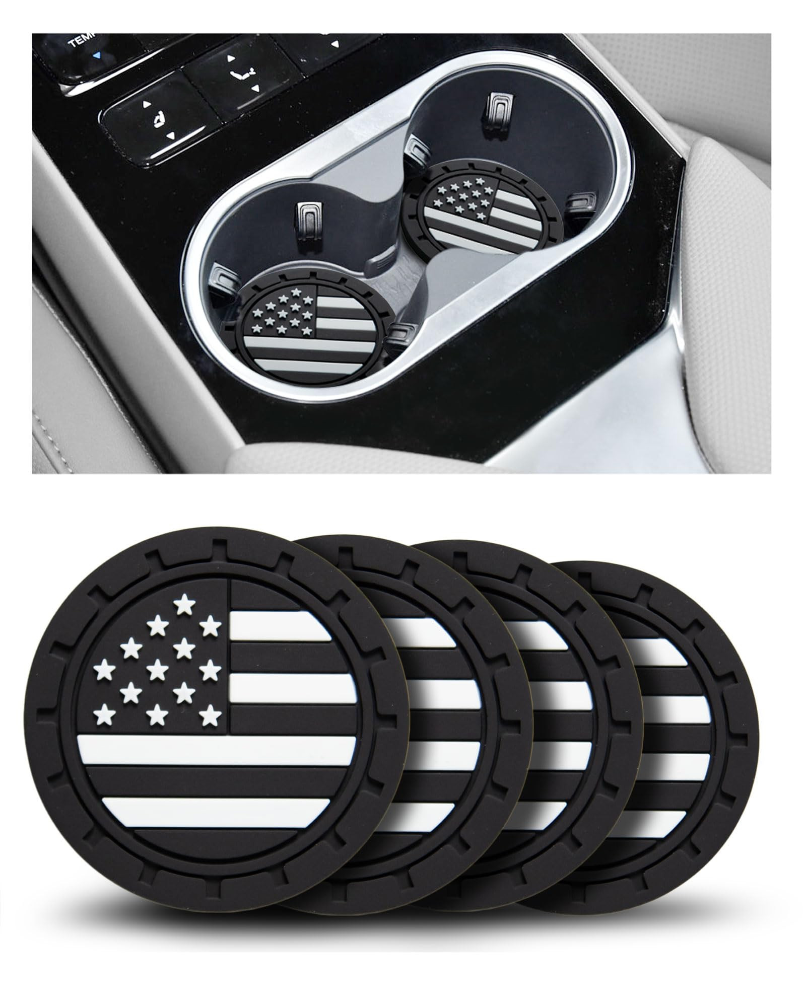 Car Cup Holder Coasters 4 Pack - American Flag 2.75 Inch Anti Slip Shockproof Drink Mat - Vehicle... | Amazon (US)