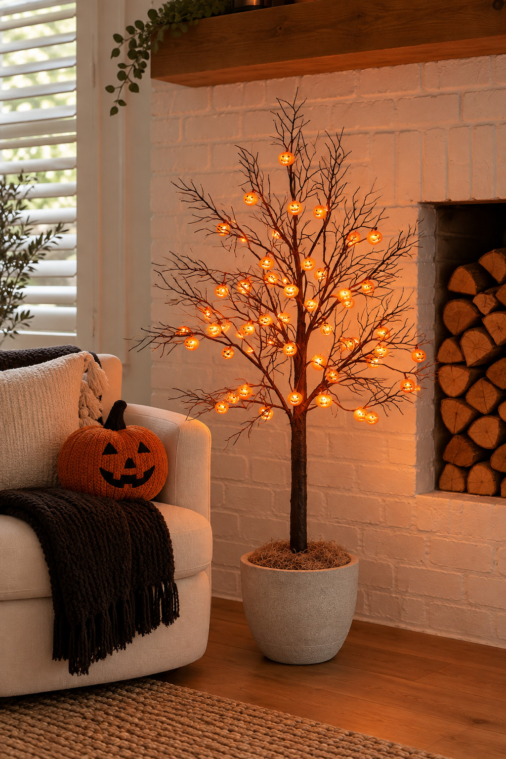 I love Halloween decor that actually works with the rest of the house, and these Birch Lane finds totally do 🖤 The Bouclé Velvet Pumpkin Accents are soft and cozy, while the Black Twig Tree with Pumpkin Lights adds just enough spooky glow at night. Such a cute combo for a fireplace corner or entryway table. #BirchLaneFinds #HalloweenHomeDecor #CozyHalloween #HalloweenIndoorDecor #FallDecor #PumpkinDecor #HalloweenLivingRoom #HalloweenMantel #SeasonalDecor #SpookySeason 

 #LTKSeasonal #LTKHome #LTKSaleAlert
