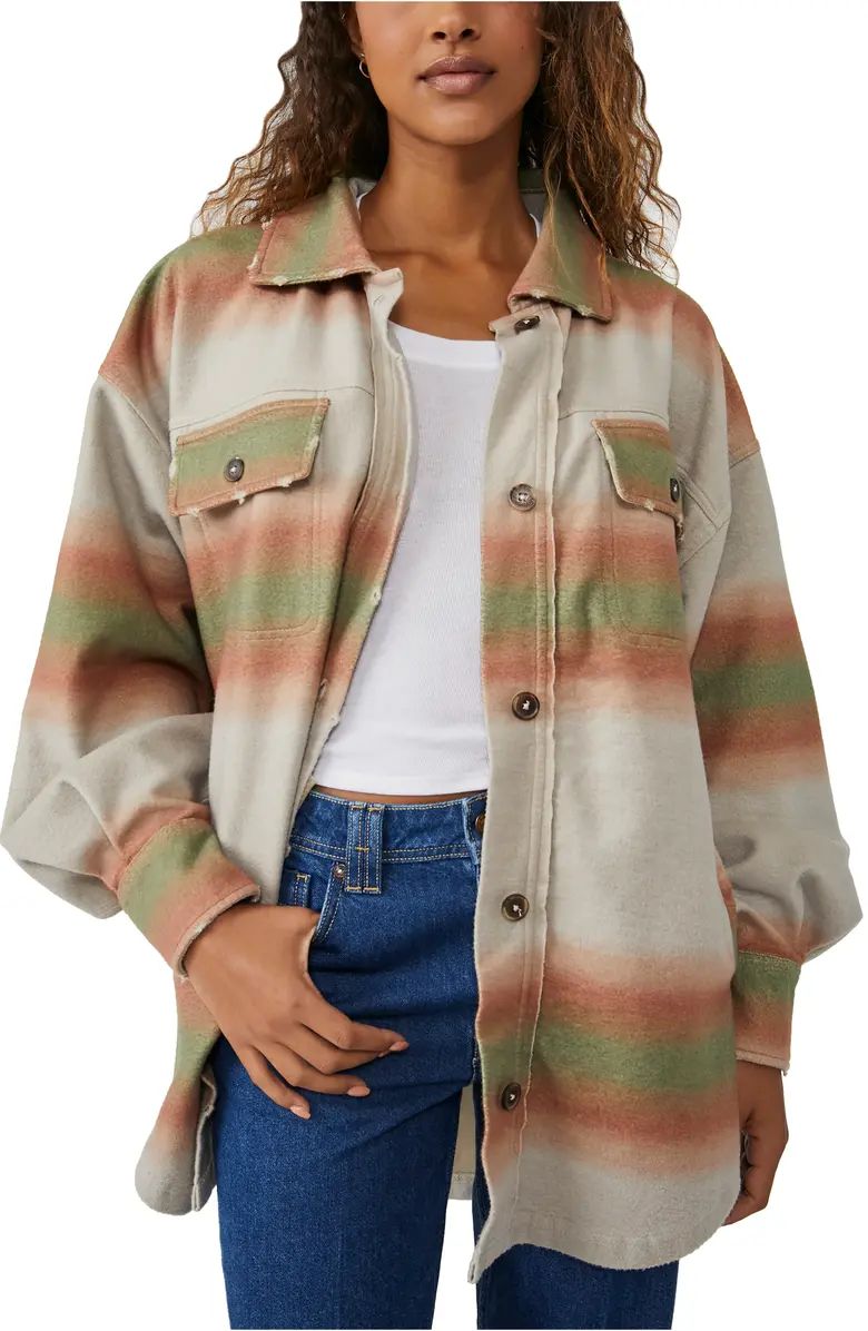 Free People Ruby Ombré Stripe Cotton Blend Shirt Jacket | Nordstrom | Nordstrom