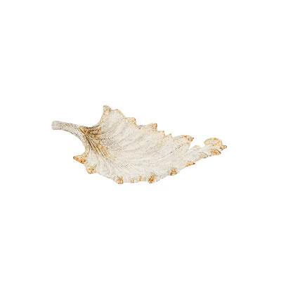 Leaf Trinket Dish Antique White Cast Iron by Foreside Home & Garden | Target