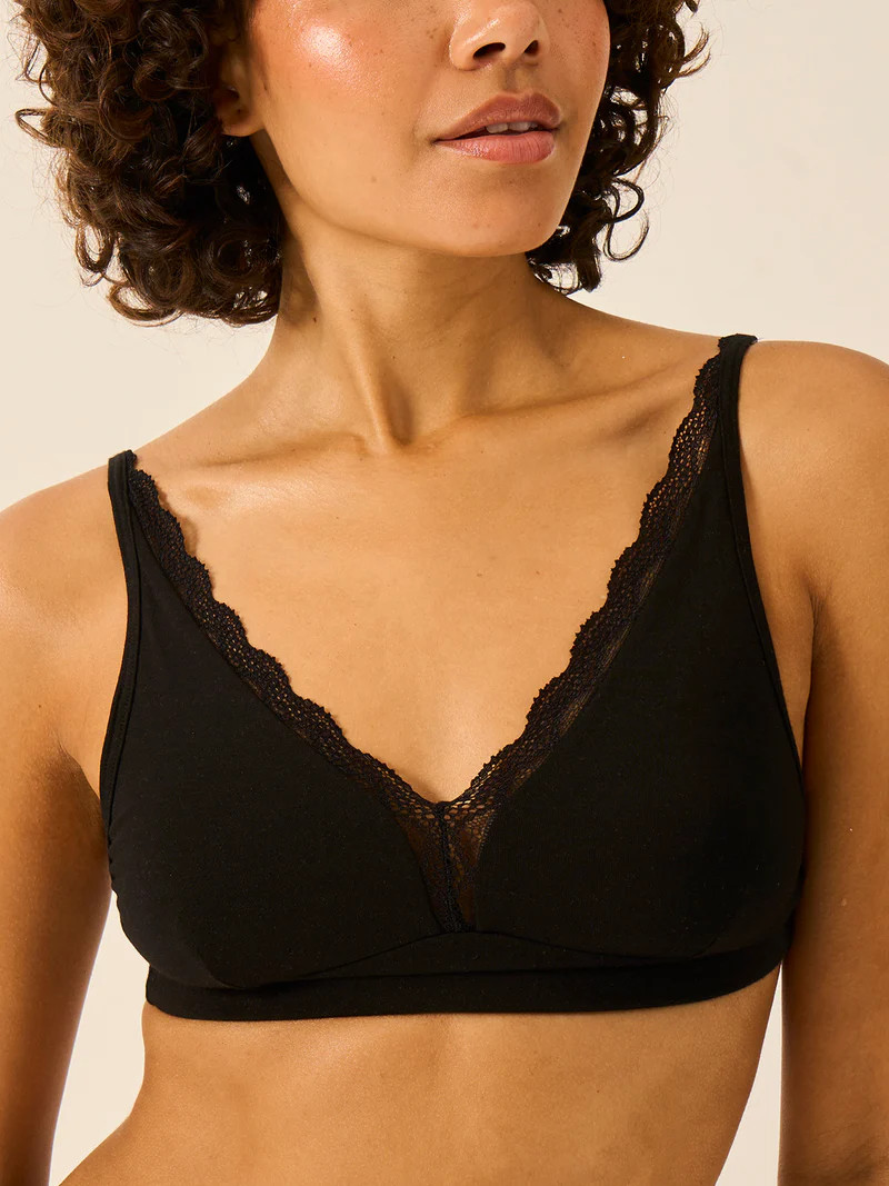Lace Plunge Bra - Black | Sustainable TENCEL™ Underwear | Stripe and Stare