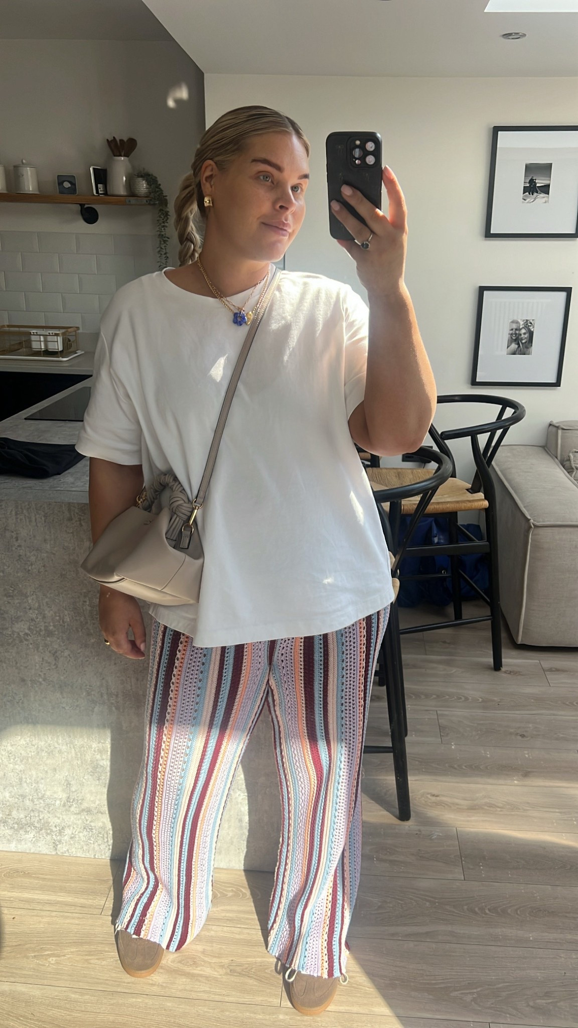 Post partum outfit. Summer style. Crochet trousers. Co ord. dopamine dressing. Mum style. Ganni bag. Spring style. Casual style. Everyday style. Street style. ASOS. 

#LTKstyletip #LTKcurves #LTKsummer