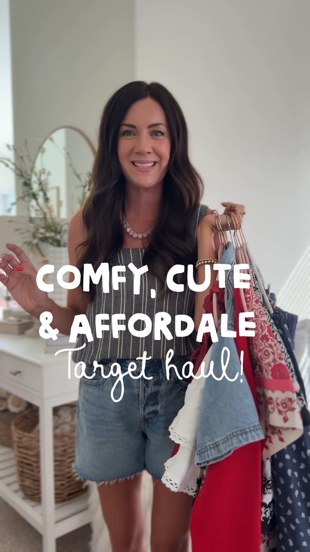 Comment DETAILS to shop✨comfy, cute & affordable summer outfits from Target that will be on repeat! Which is your favorite?! 
.
.
SIZING-
Small in everything except denim top in an xs & medium pink top + eyelet top
Denim shorts-size 2 
.
.
#targetstyle target summer haul

#LTKSaleAlert #LTKSeasonal #LTKootd