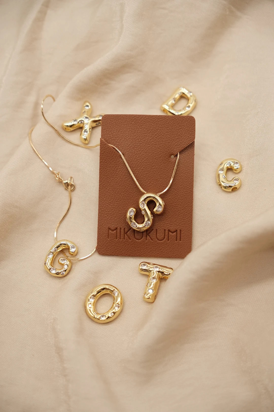 Bubble Initial CZ Necklace, Letter Necklace, Gold Initial Necklace, Name Necklace, Custom Necklac... | Etsy (US)