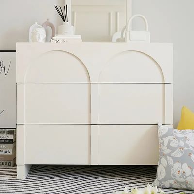 Japandi Cream White Dresser Nordic Arch Chest of 3 Drawers Storage Cabinet - Bedroom Furniture - ... | Homary