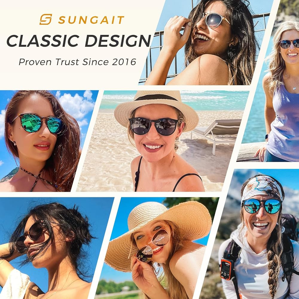 SUNGAIT Premium Vintage Round Sunglasses for Women Men Classic Retro Trendy Style | Amazon (US)