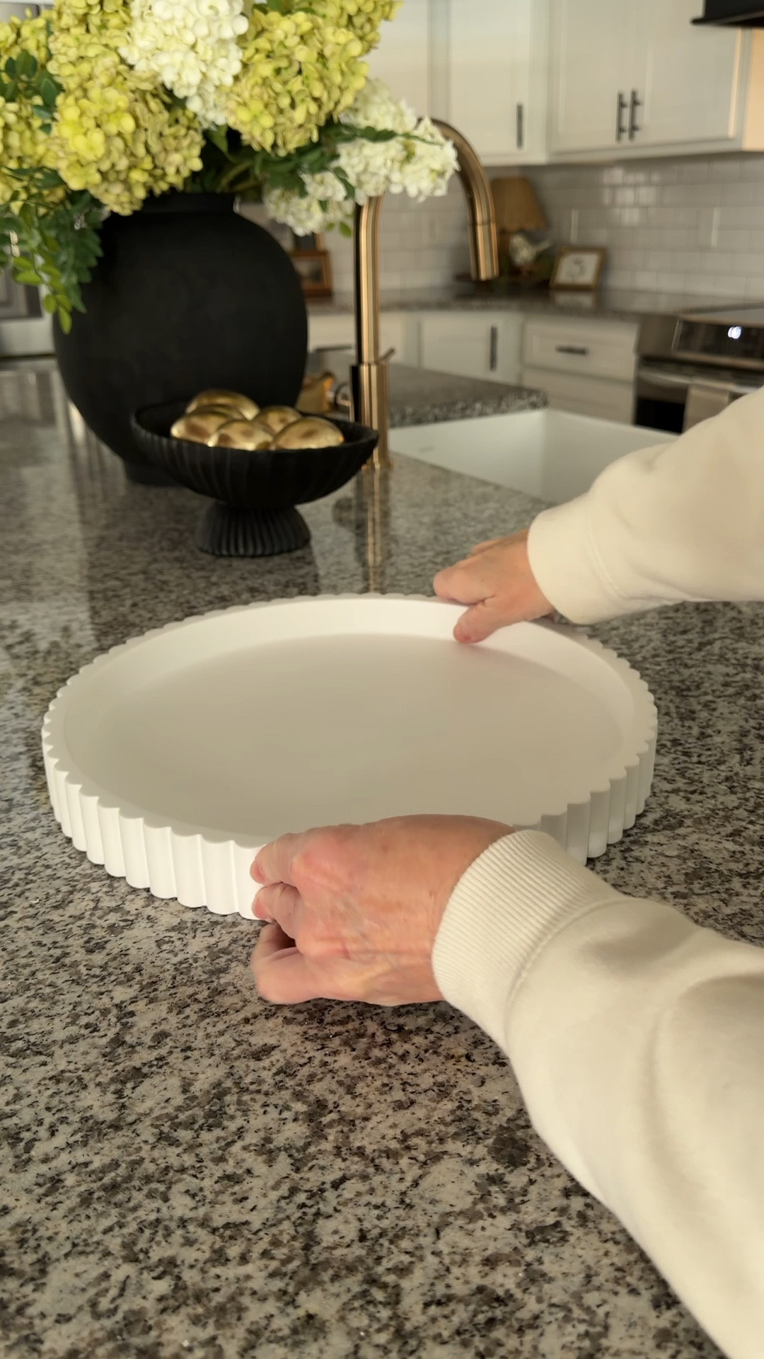 I am ALWAYS getting requests for smaller trays. This one is soooo good! Perfect for tray styling for smaller spaces! Also great for your bathroom countertops! I can see myself using this in so many ways. 

So don’t mind my southern twang and my horrible nails (pedicured nails and a garden don’t mix very well😂) But seriously….this tray is beautiful and priced really well! 