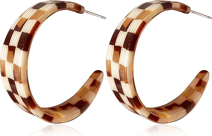 JIUIQL Unique Lightweight Minimalist 70s 80s 90s Vintage C Shaped Acrylic Resin Dangle Drop Earri... | Amazon (US)