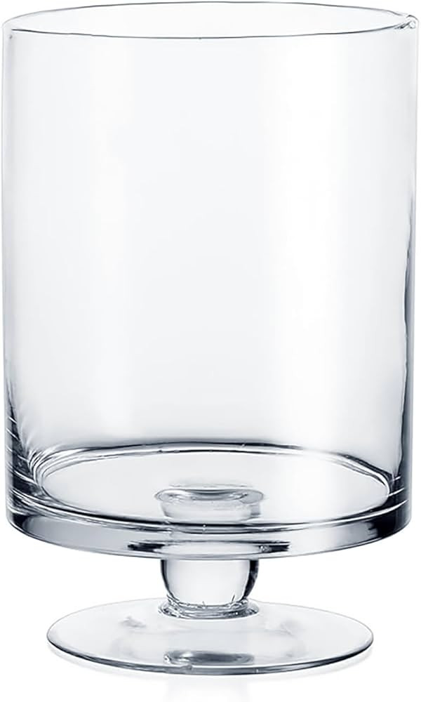 WGVI Clear Glass Pedestal Hurricane Candle Holder, 5.9" W, 9.9" H, Decorative Vase for Pillar Can... | Amazon (US)
