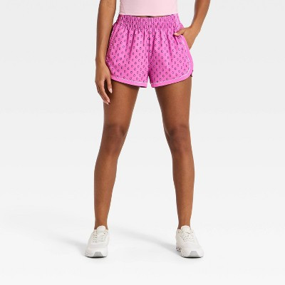 Women's Active Light Mid-Rise Crochet Trim Athletic Shorts 2.5" - All In Motion™ Purple XXL | Target