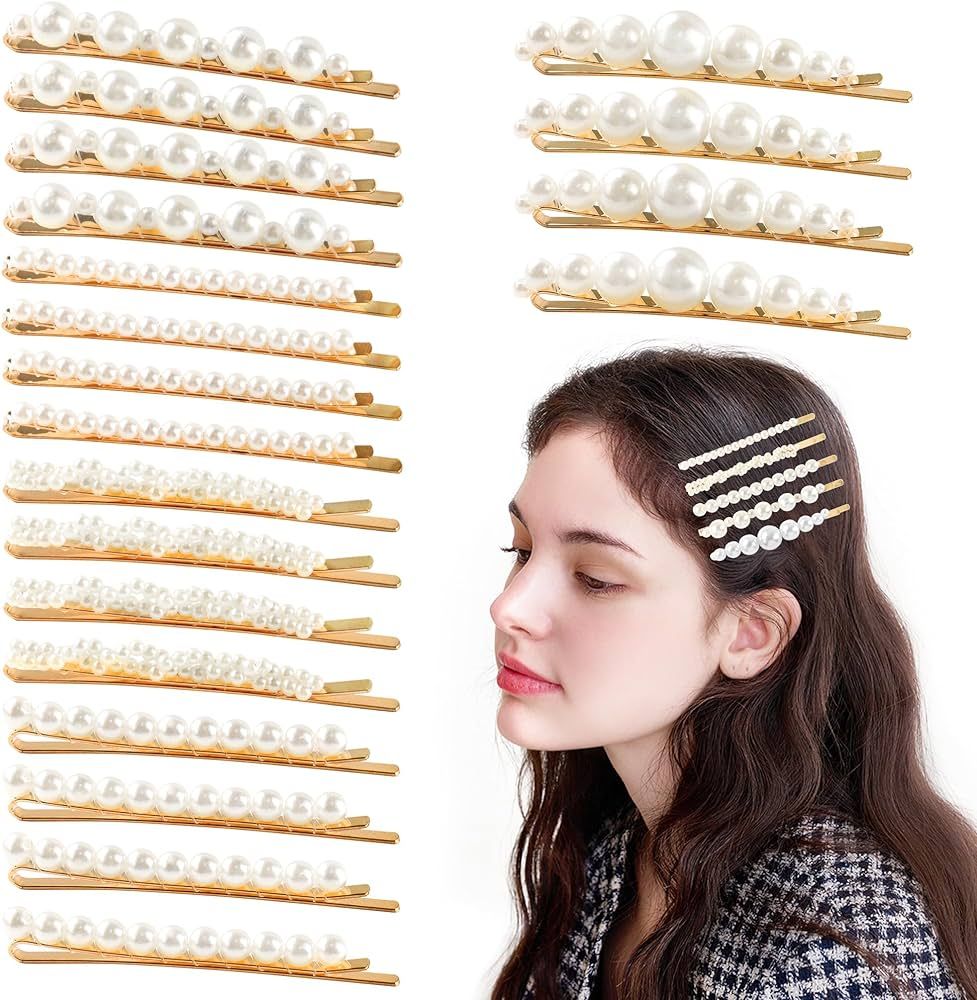 AEDOVE 20 Pieces Bridal Bobby Pins Bobby Pins with Pearls Gold Clips Hair Pins for Women Decorati... | Amazon (US)
