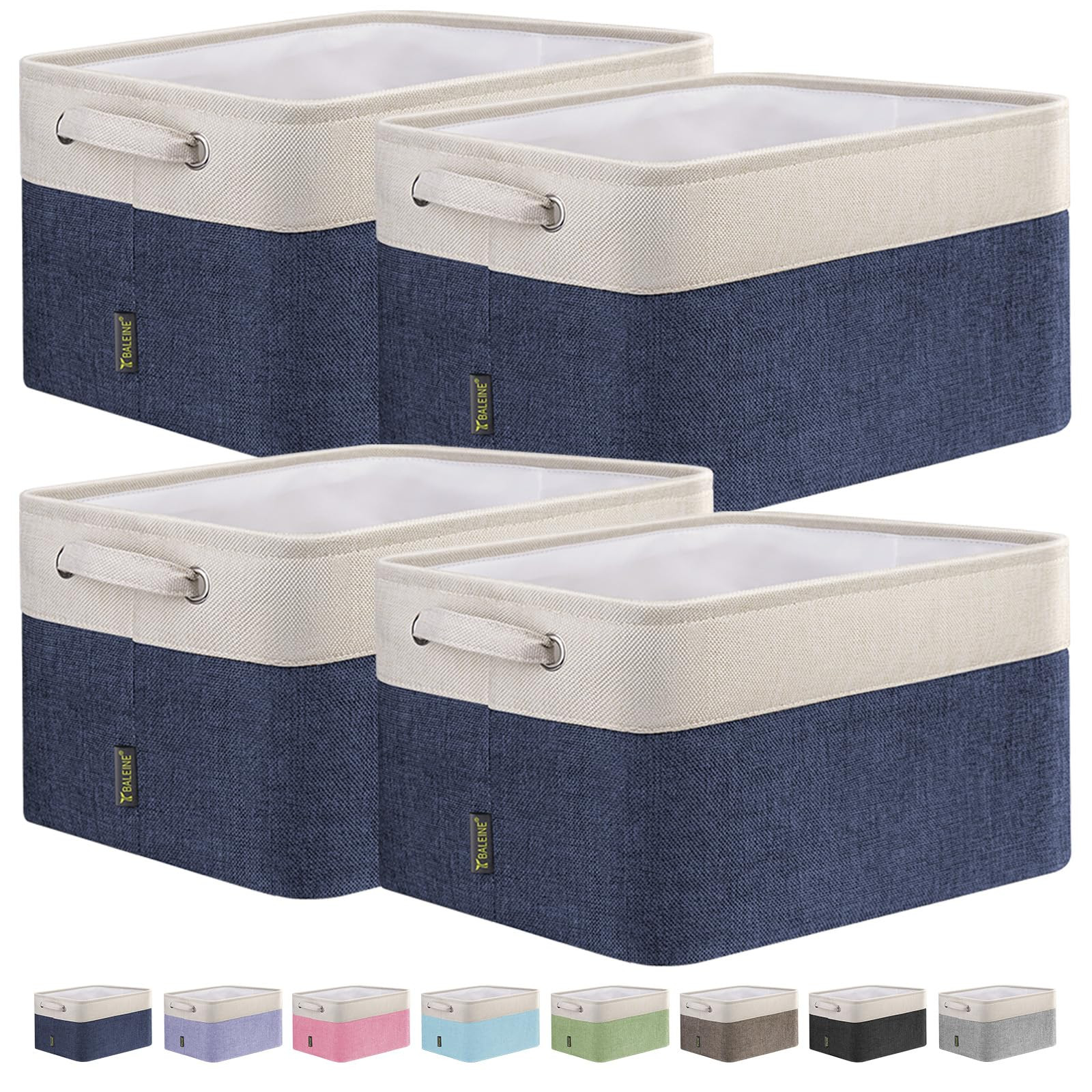 BALEINE 4 Pack Fabric Storage Bins Storage Basket Closet Shelf Organizer for Closet Organizing, D... | Amazon (US)