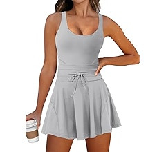 Caracilia Women's Tennis Mini Dresses Workout Built in Shorts Golf Athletic Sleeveless One Piece ... | Amazon (US)