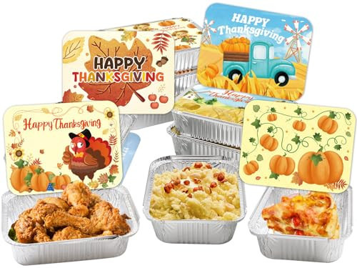 WorldBazaar Cute Thanksgiving Leftover Containers 36PCS Thanksgiving Take Home Containers with Lids Fall Turkey Foil Pans Food Sacks Storage Harvest Party Supplies | Amazon (US)