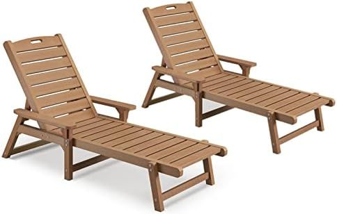 Psilvam Chaise Lounges Set of 2, Lounge Chairs with Adjustable Backrest, Supports Up to 350 lbs, ... | Amazon (US)
