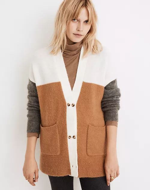 Allston Double-Button Cardigan Sweater in Colorblock | Madewell