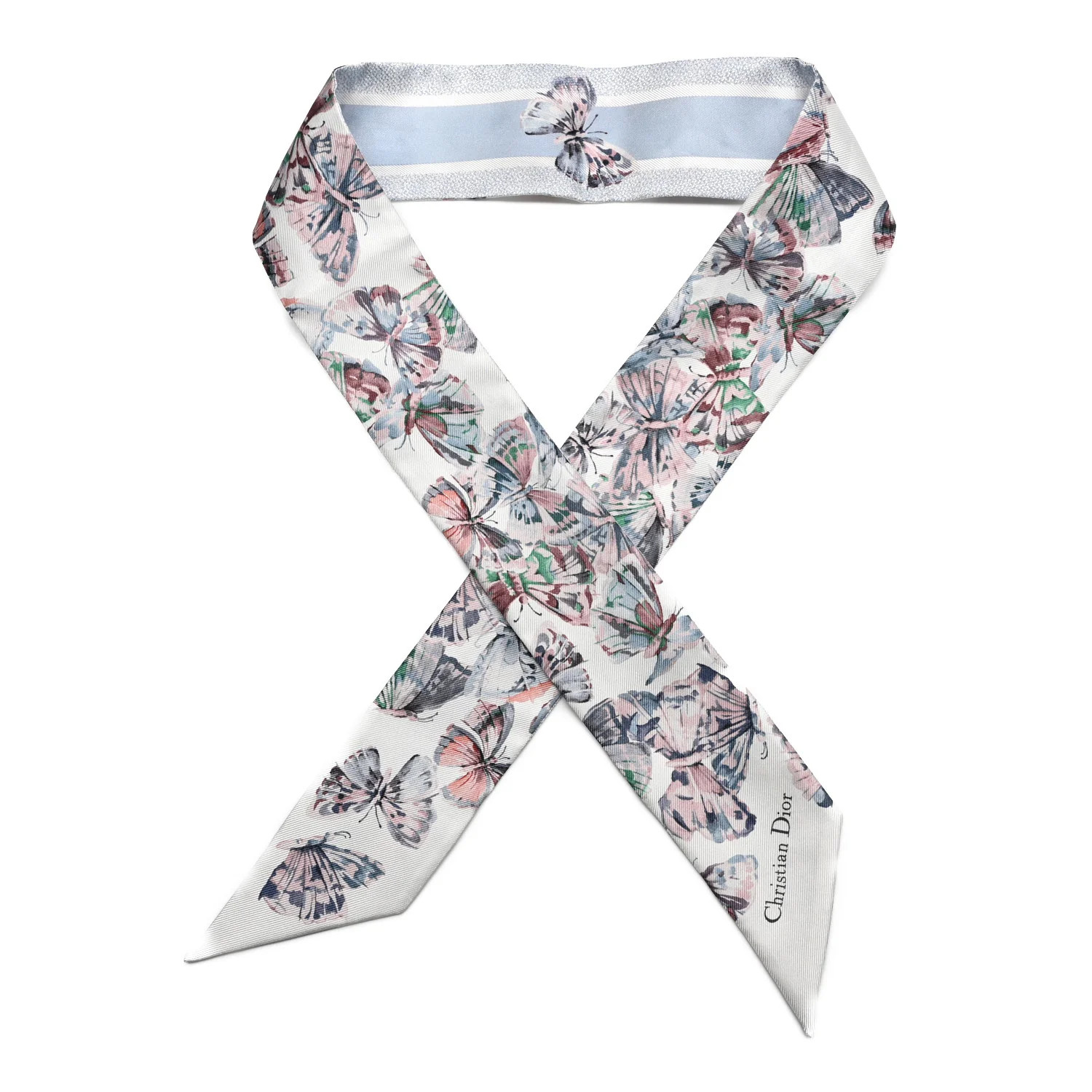 Silk Toile De Jouy Papillon Mitzah Scarf White Blue | FASHIONPHILE (US)