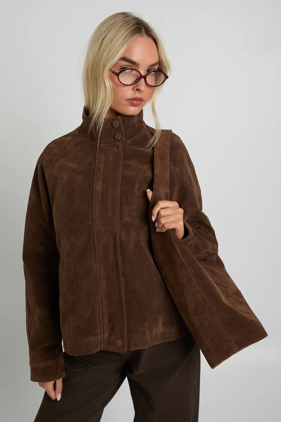 Chocolate Faux Suede Bomber Jacket | Boohoo | Boohoo.com (UK & IE)