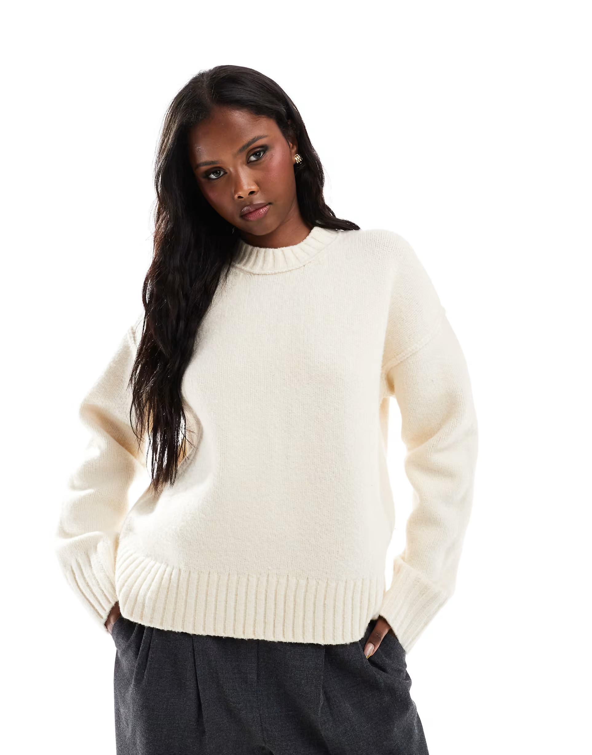 OMNES Clementine Crew Neck Jumper in cream | ASOS | ASOS (Global)