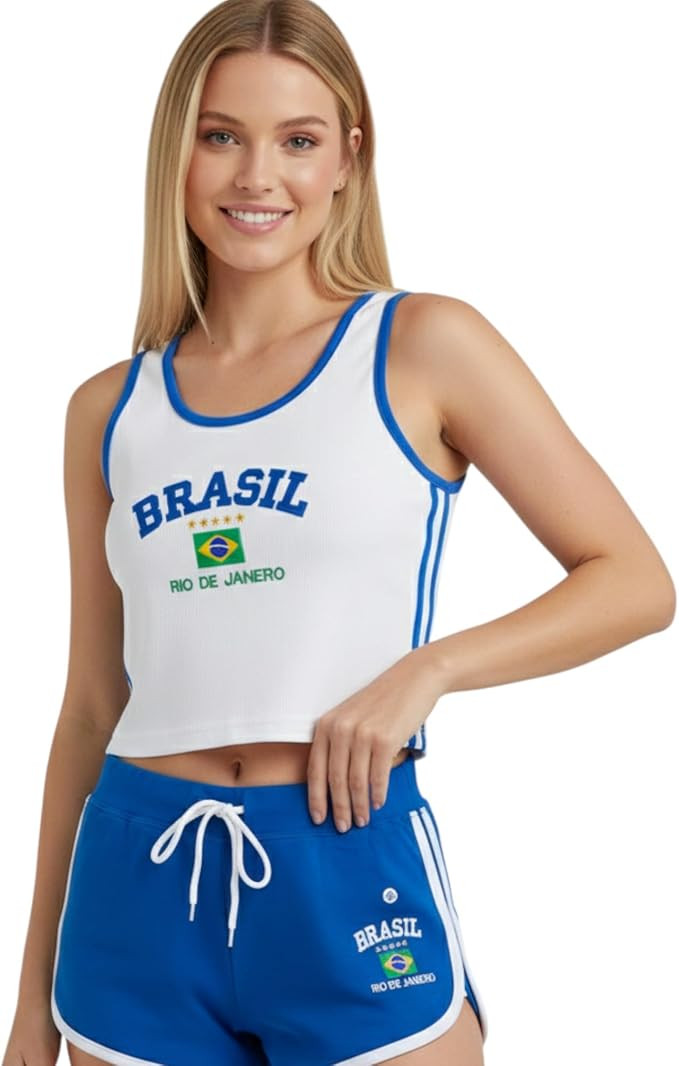 Conjunto Do Brasil Regata Cropped + Short Feminino | Amazon (BR)
