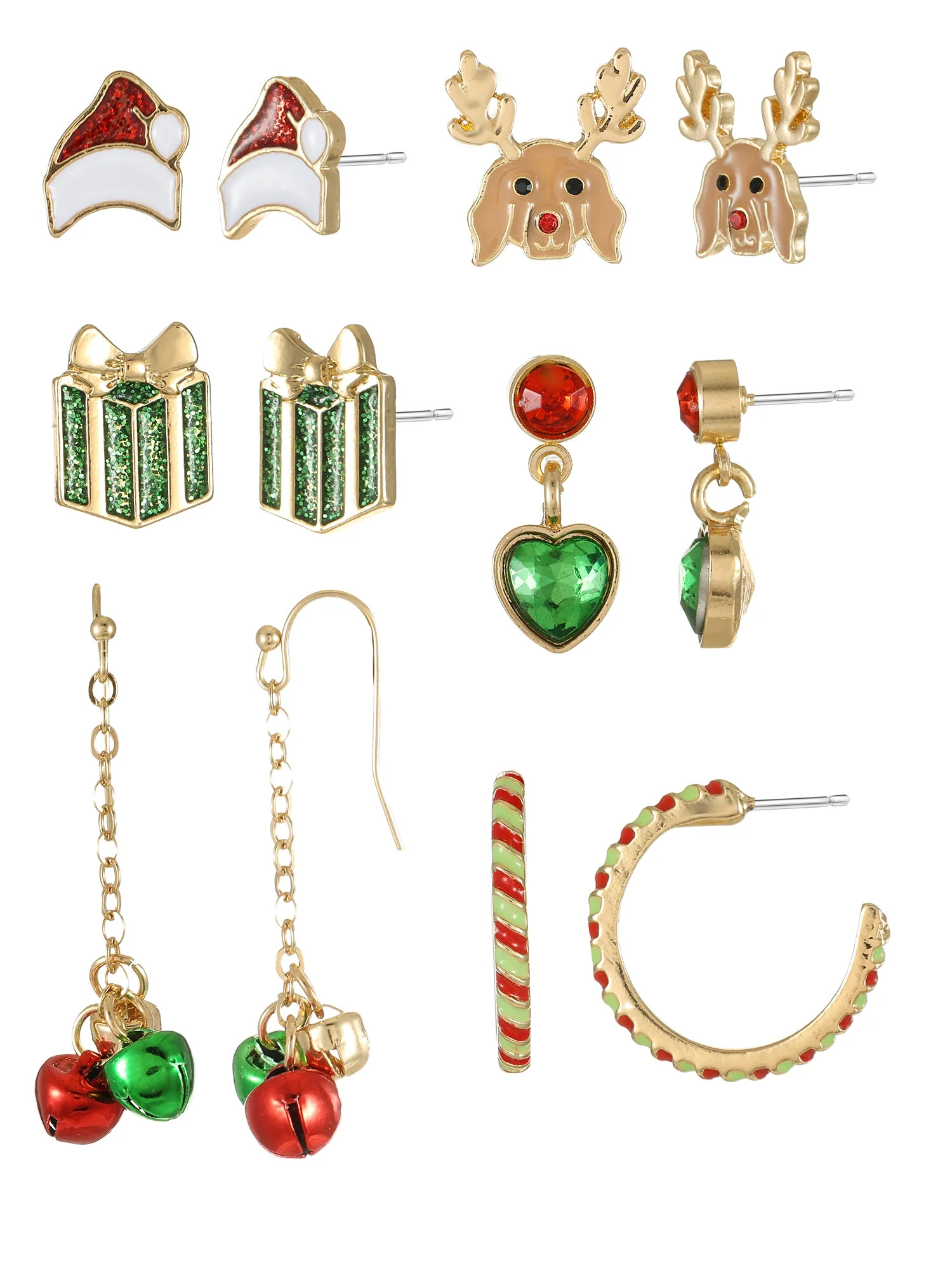 Holiday Time Christmas Earring Set, 6 Pairs | Walmart (US)