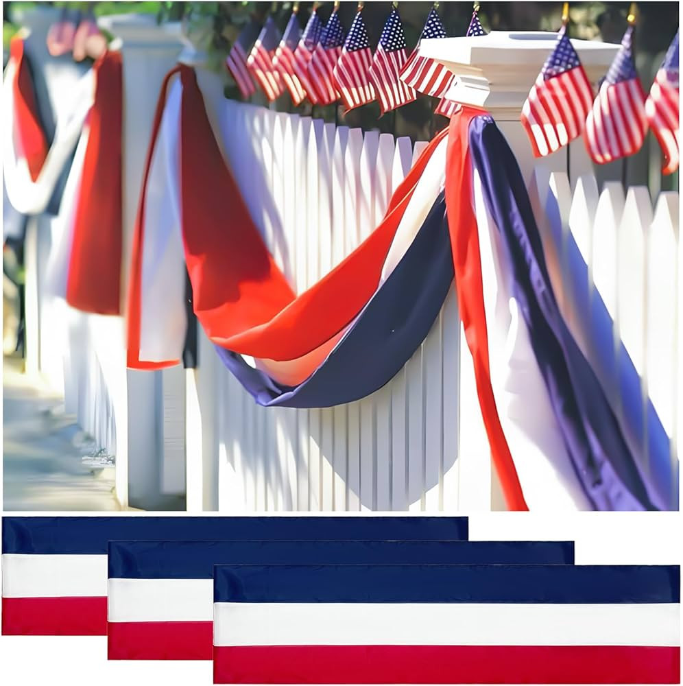 2x20 Ft Red White and Blue Banner Decorations 3 Pack,4th of July Banners for Outside,Bunting Flag... | Amazon (US)