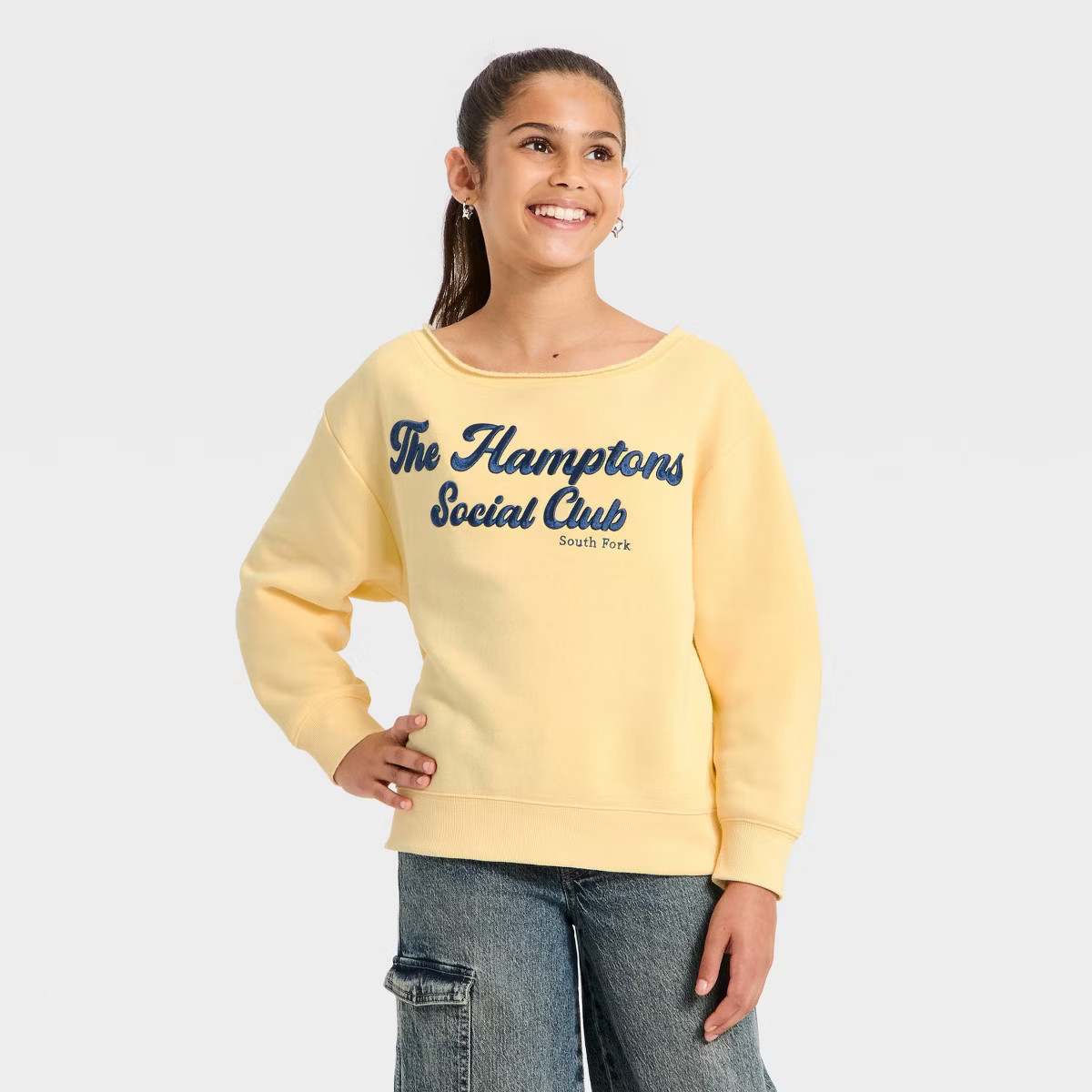 Girls' Off the Shoulder Graphic Sweatshirt - art class™ | Target