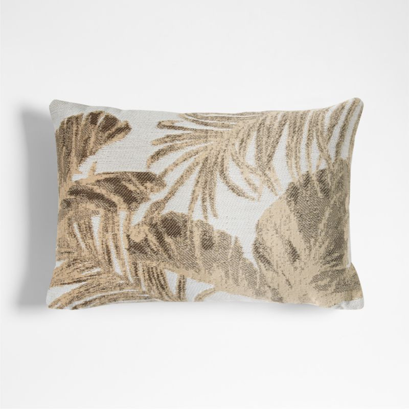 Jacquard Palm Leaf 22"x15" Clay Taupe Outdoor Throw Pillow + Reviews | Crate & Barrel | Crate & Barrel